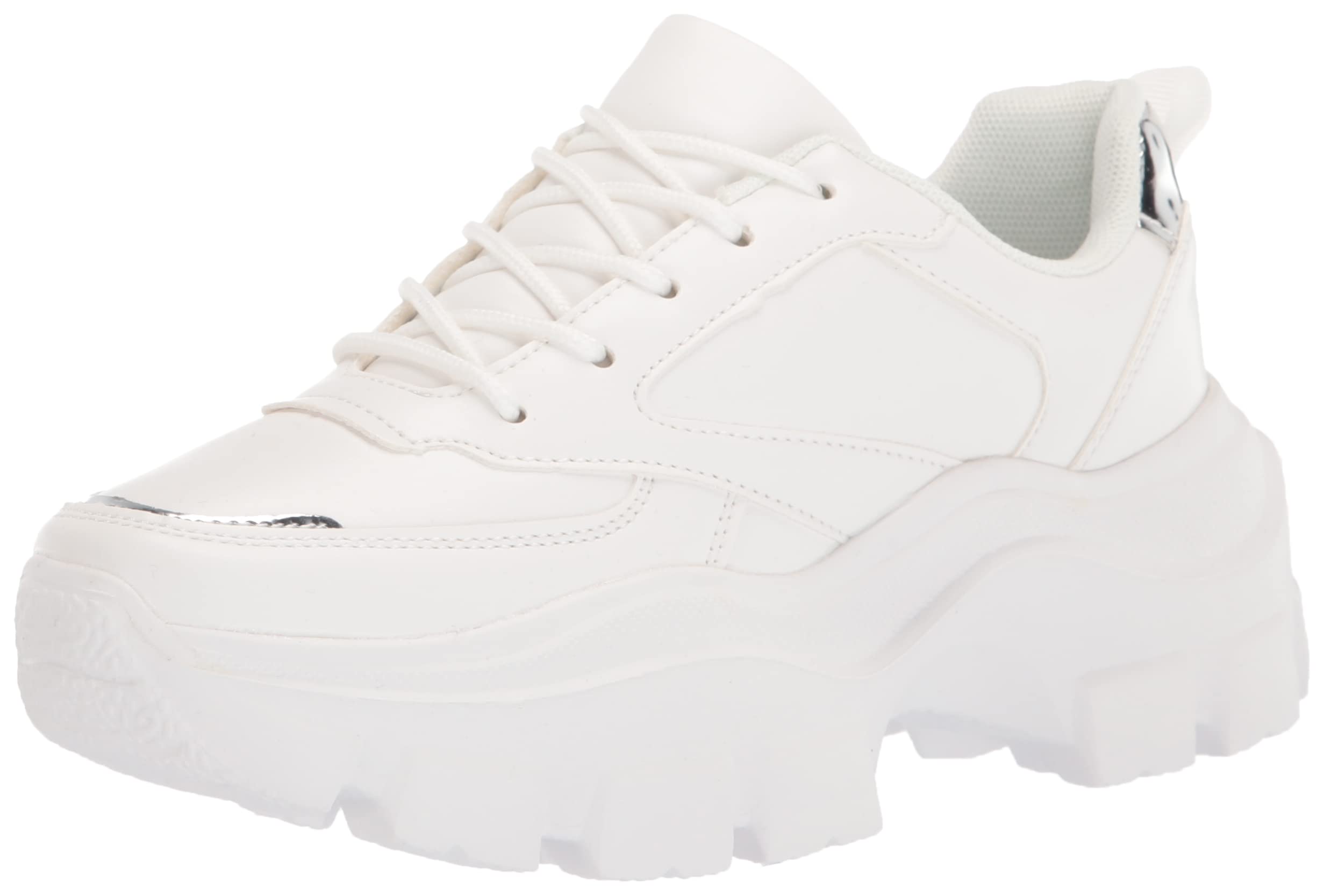Colorblock Chunky Platform Sneakers for Women - White, Neon Green, Fuchsia, Hologram Silver